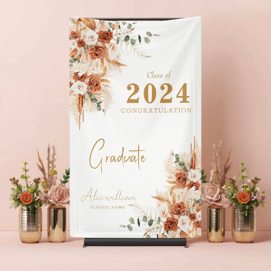 Elegant Modern Terracotta Boho Graduation Party Spandoek