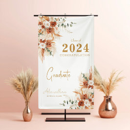 Elegant Modern Terracotta Boho Graduation Party Spandoek