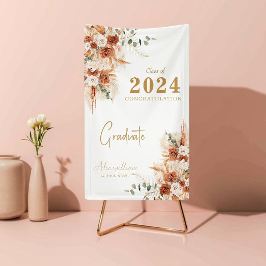 Elegant Modern Terracotta Boho Graduation Party Spandoek
