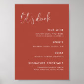 Elegant & Modern Terracotta bruiloft Bar menu Poster (Voorkant)