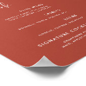 Elegant & Modern Terracotta bruiloft Bar menu Poster (Hoek)