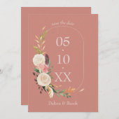 Elegant & Modern Terracotta Bruiloft Save the Date (Voorkant / Achterkant)