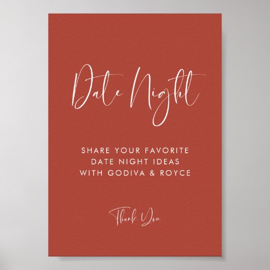 Elegant & Modern Terracotta Datum nacht ideeën tek Poster (Voorkant)