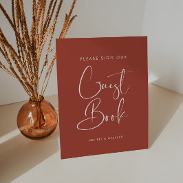 Elegant & modern Terracotta gastenboek Reclamebord Met Voetstuk