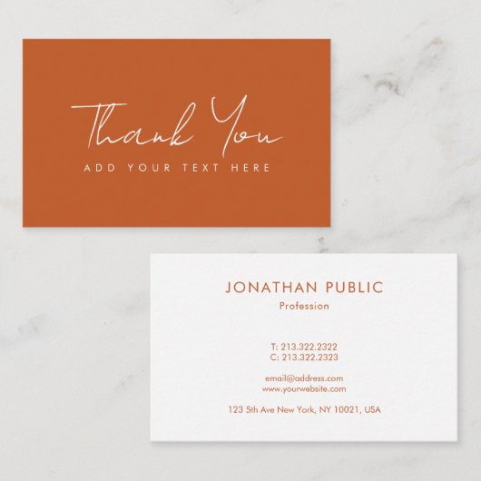  Elegant Modern Terracotta Hartelijk dank Visitekaartje (Voorkant / Achterkant)