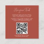 Elegant & modern Terracotta Honeymoon fonds QR cod Informatiekaartje<br><div class="desc">Een moderne typografie en een trendy terracotta, klei en perzik kleurenpalet voor uw bruiloft briefpapier: kies deze eenvoudige en elegante bruiloft suite. Volledig aanpasbaar: u kunt de achtergrond en de tekstkleur naar wens wijzigen. Vervang het afbeelding door uw eigen aangepaste QR-code om uw gasten toegang te geven tot uw digitale...</div>