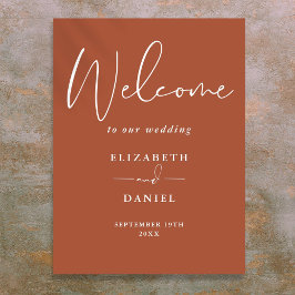 Elegant modern terracotta huwelijks welkomstbord poster