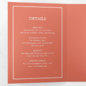 Elegant Modern Terracotta Monogram Eenvoudige Brui Drieluik Uitnodiging (Binnenzijde eerst)