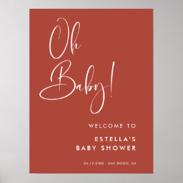 Elegant & modern Terracotta Oh Baby Poster