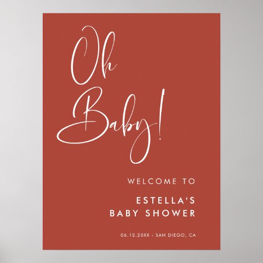 Elegant & modern Terracotta Oh Baby Poster (Voorkant)