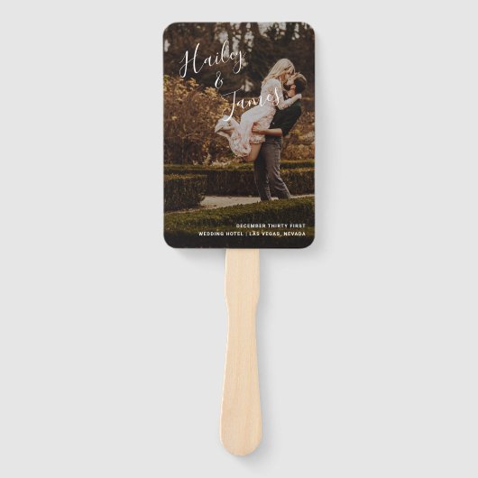 Elegant Modern Terracotta Photo Wedding Program Handwaaier (Voorkant)