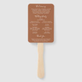 Elegant Modern Terracotta Photo Wedding Program Handwaaier (Achterkant)