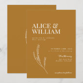 Elegant Modern Terracotta Wheat Wedding Uitnodigin Kaart (Voorkant / Achterkant)