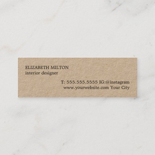 Elegant modern textuur rood kraftpapier papier mini visitekaartje (Achterkant)