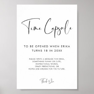 Elegant & Modern Time capsule 1e Verjaardag teken Poster