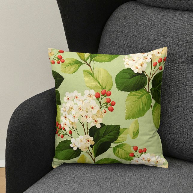 Elegant Modern Trendsettend Stijlvol Groen Wit Blo Kussen (Creator heeft geüpload)