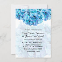 Elegant Modern Trendy Blue Floral Wedding Invites