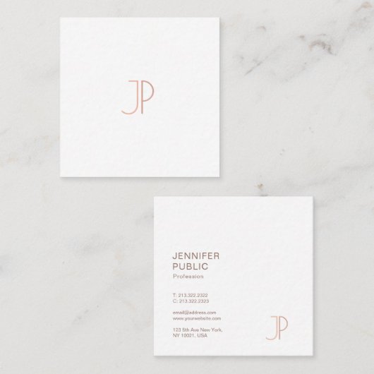 Elegant Modern Trendy Design Monogram Plain Luxe Vierkante Visitekaartje (Voorkant / Achterkant)