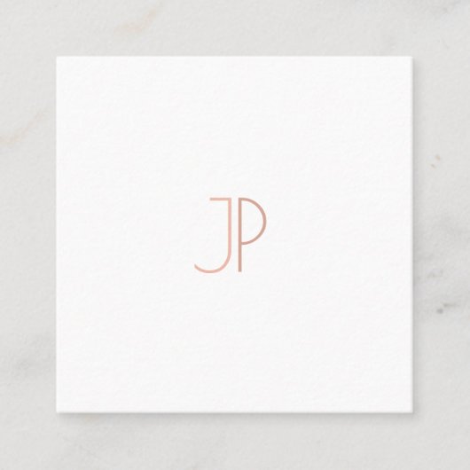 Elegant Modern Trendy Design Monogram Plain Luxe Vierkante Visitekaartje (Voorkant)
