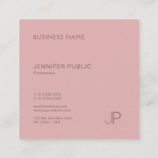 Elegant Modern Trendy Design Monogram Plain Luxe Vierkante Visitekaartje (Achterkant)