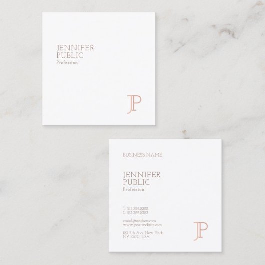 Elegant Modern Trendy Design Monogram Sjabloon Vierkante Visitekaartje (Voorkant / Achterkant)