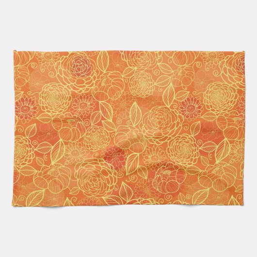 Elegant Modern Trendy Floral Theedoek (Horizontaal)