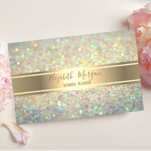 Elegant Modern Trendy Glitter Bokeh, Gold Stripe Visitekaartje