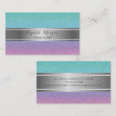 Elegant Modern Trendy Glitter Bokeh, Silver Stripe Visitekaartje (Voorkant / Achterkant)