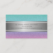 Elegant Modern Trendy Glitter Bokeh, Silver Stripe Visitekaartje (Achterkant)