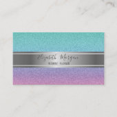 Elegant Modern Trendy Glitter Bokeh, Silver Stripe Visitekaartje (Voorkant)