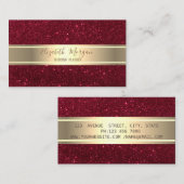 Elegant Modern Trendy Red Glitter Gold Stripe Visitekaartje (Voorkant / Achterkant)