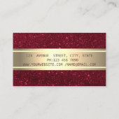 Elegant Modern Trendy Red Glitter Gold Stripe Visitekaartje (Achterkant)