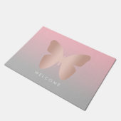 Elegant modern trendy roos goudvlinder deurmat (Schuin)