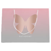 Elegant modern trendy roos goudvlinder groot cadeauzakje (Voorkant)