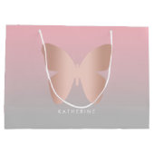 Elegant modern trendy roos goudvlinder groot cadeauzakje (Achterkant)