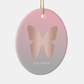 Elegant modern trendy roos goudvlinder keramisch ornament (Rechts)