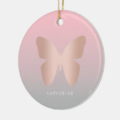 Elegant modern trendy roos goudvlinder keramisch ornament (Links)