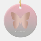 Elegant modern trendy roos goudvlinder keramisch ornament (Achterkant)