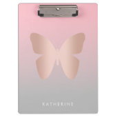 Elegant modern trendy roos goudvlinder klembord (Voorkant)