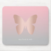 Elegant modern trendy roos goudvlinder muismat (Voorkant)