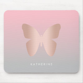 Elegant modern trendy roos goudvlinder muismat