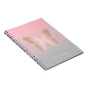 Elegant modern trendy roos goudvlinder notitieboek (Rechterzijde)
