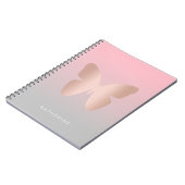 Elegant modern trendy roos goudvlinder notitieboek (Linkerzijde)