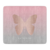 Elegant modern trendy roos goudvlinder snijplank (Voorkant)