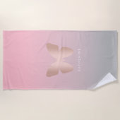 Elegant modern trendy roos goudvlinder strandlaken (Voorkant)