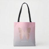 Elegant modern trendy roos goudvlinder tote bag (Voorkant)