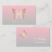 Elegant modern trendy roos goudvlinder visitekaartje (Voorkant / Achterkant)