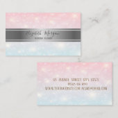 Elegant Modern Trendy Silver Bokeh, Stripe Visitekaartje (Voorkant / Achterkant)