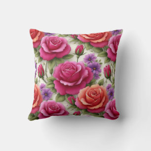 Elegant Modern Trendy Stijlvol Rood Groen Bloemmot Kussen