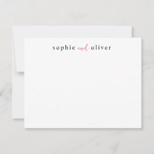 Elegant Modern Trendy Twee Namen Paar Stationery Notitiekaartje